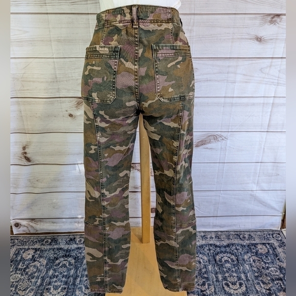 Anthropologie Jefferson High Rise Skinny Utility Jeans in Camo Green Size 28 - Picture 4 of 11